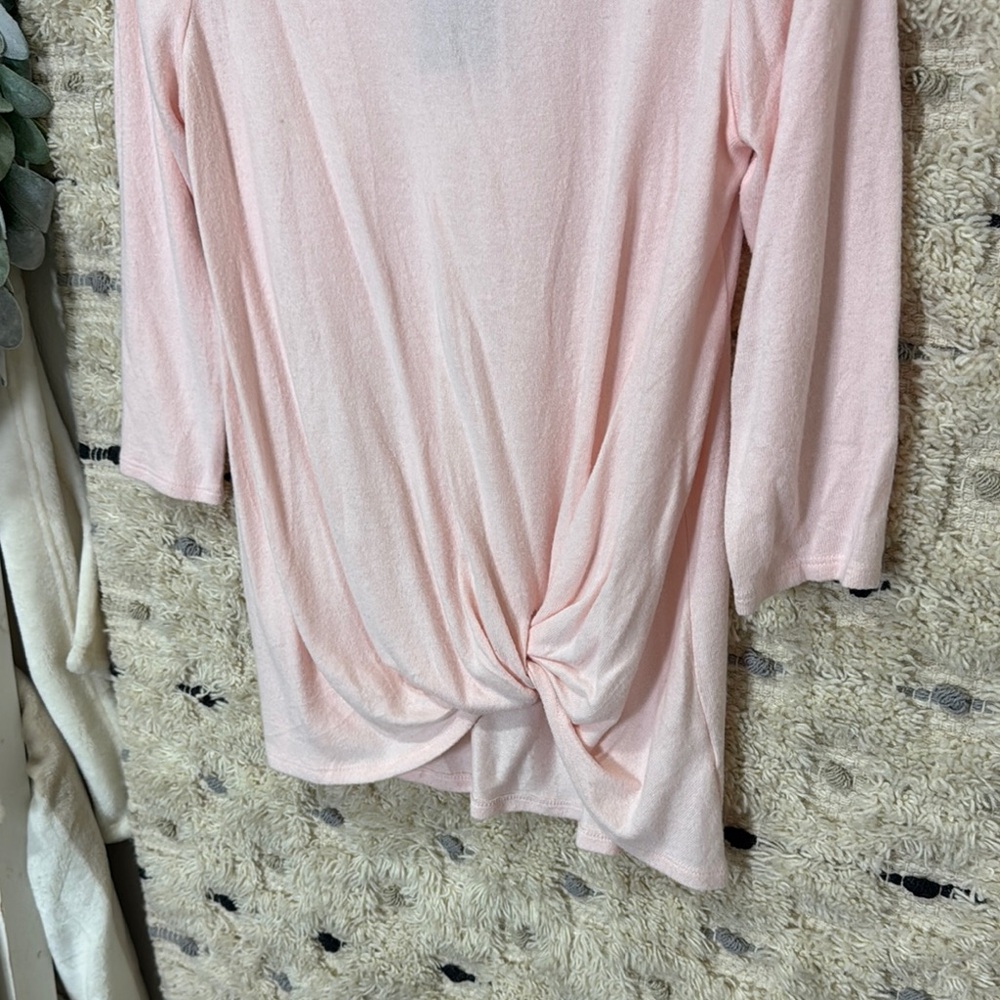 NWT Gibson Pink Smoke Cozy Twist Front Pullover 3/4 sleeve Sweater Size S - Picture 5 of 9